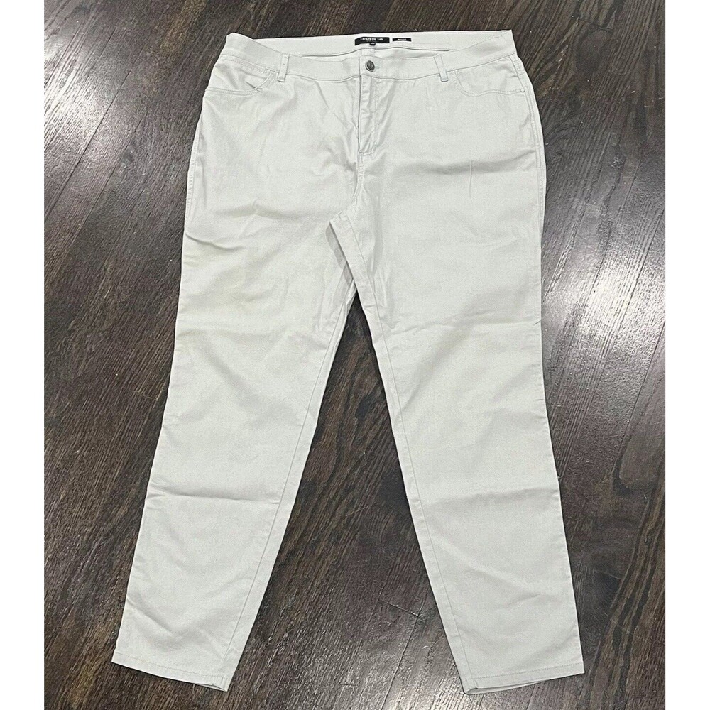 Lafayette 148 New York Pants Women's 16 Gray High Rise Cropped Mercer Stretch